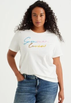 WE FASHION Curve - T-Shirt Imprimé - White