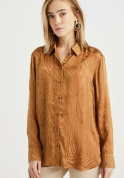 WE FASHION Met Jacquard Dessin - Chemisier - Brown -We Fashion Soldes Boutique 66ba5a011916424b8ebbb519d9097324