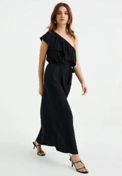 WE FASHION One-Shoulder Jurk - Robe Longue - Black