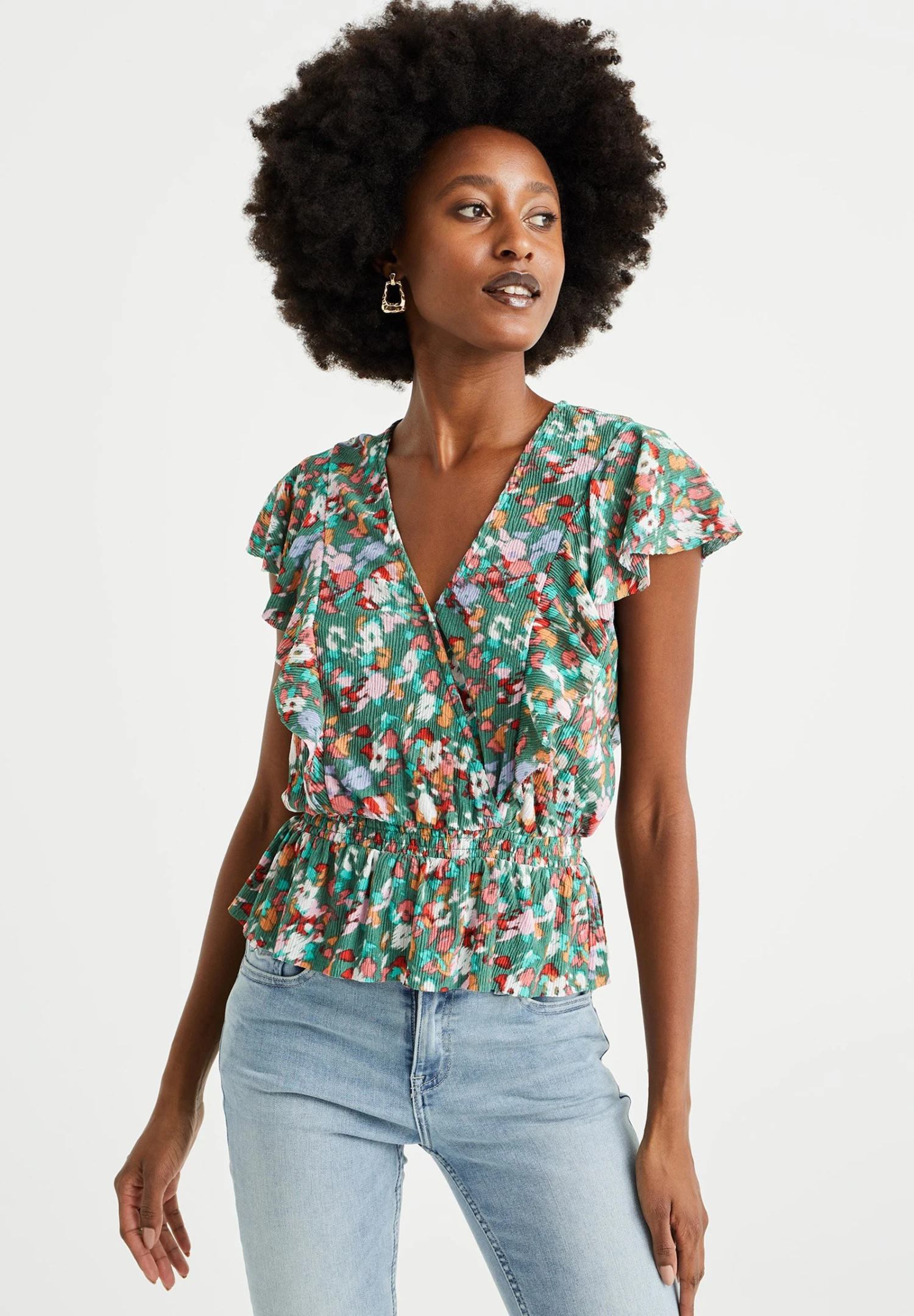 WE FASHION Plissé Met Dessin - Blouse - Green 3 WE FASHION Plissé Met Dessin - Blouse - Green