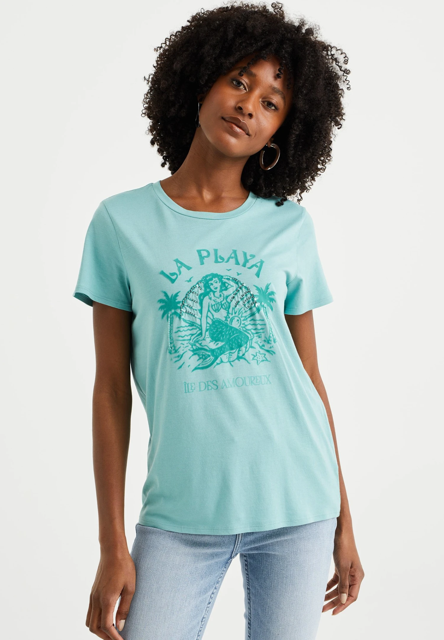 WE FASHION Met Opdruk - T-Shirt Imprimé - Blue 3 WE FASHION Met Opdruk - T-Shirt Imprimé - Blue