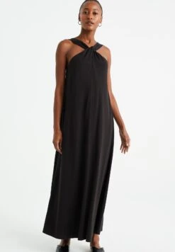 WE FASHION Met Knoopdetail - Robe Longue - Black