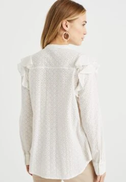 WE FASHION Met Broderie Anglaise - Chemisier - White -We Fashion Soldes Boutique 6cf3e74e5bf646ec9439feecaaec03bc