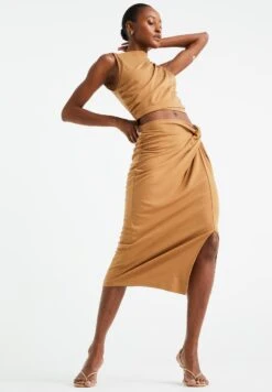 WE FASHION Jupe Crayon - Brown -We Fashion Soldes Boutique 6d9917765b794823b464b81fd8496ace