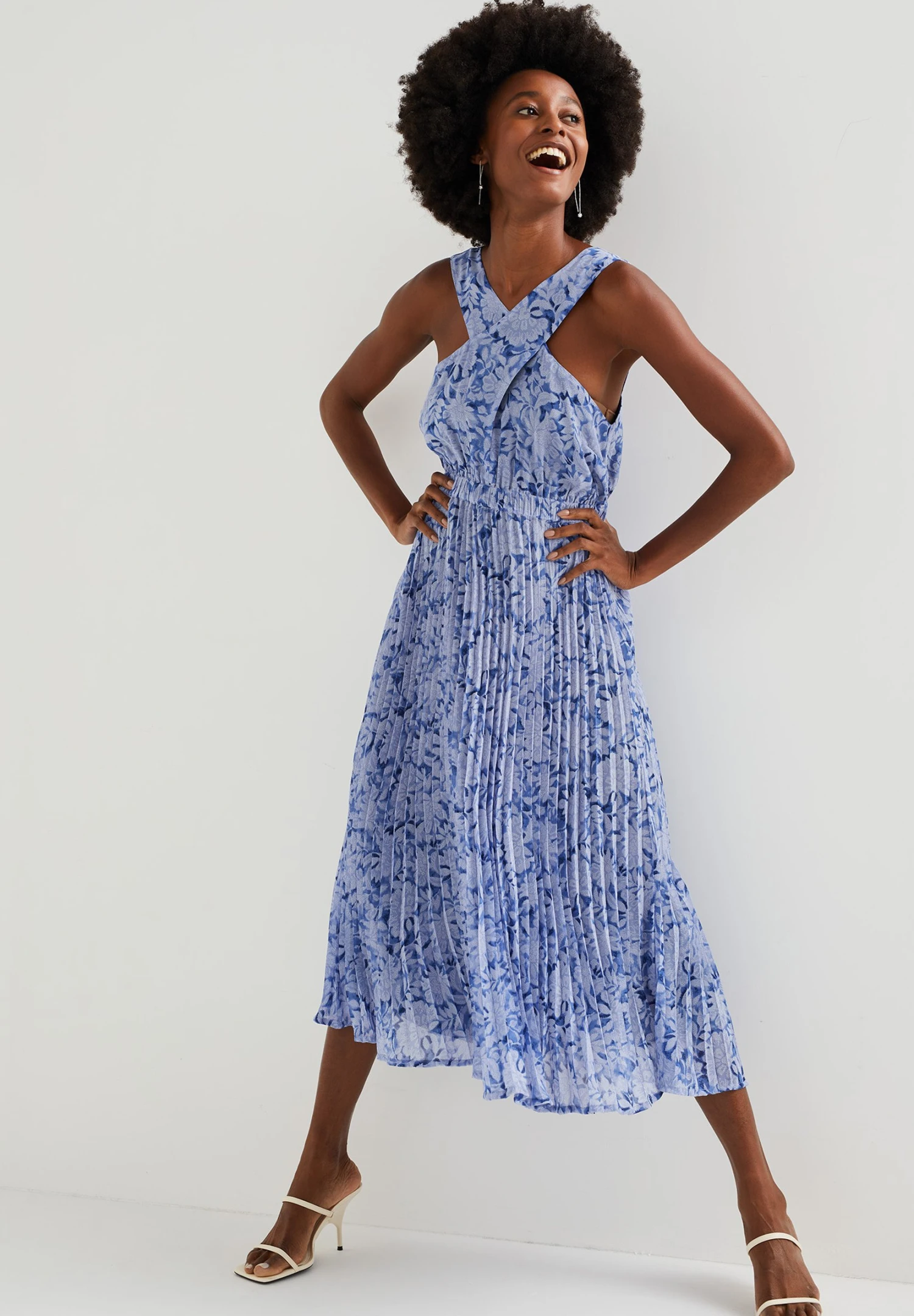 WE FASHION Plissé Jurk Met Dessin - Robe De Jour - Blue 3 WE FASHION Plissé Jurk Met Dessin - Robe De Jour - Blue