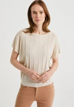 WE FASHION Met Glittergaren - T-Shirt Basique - White