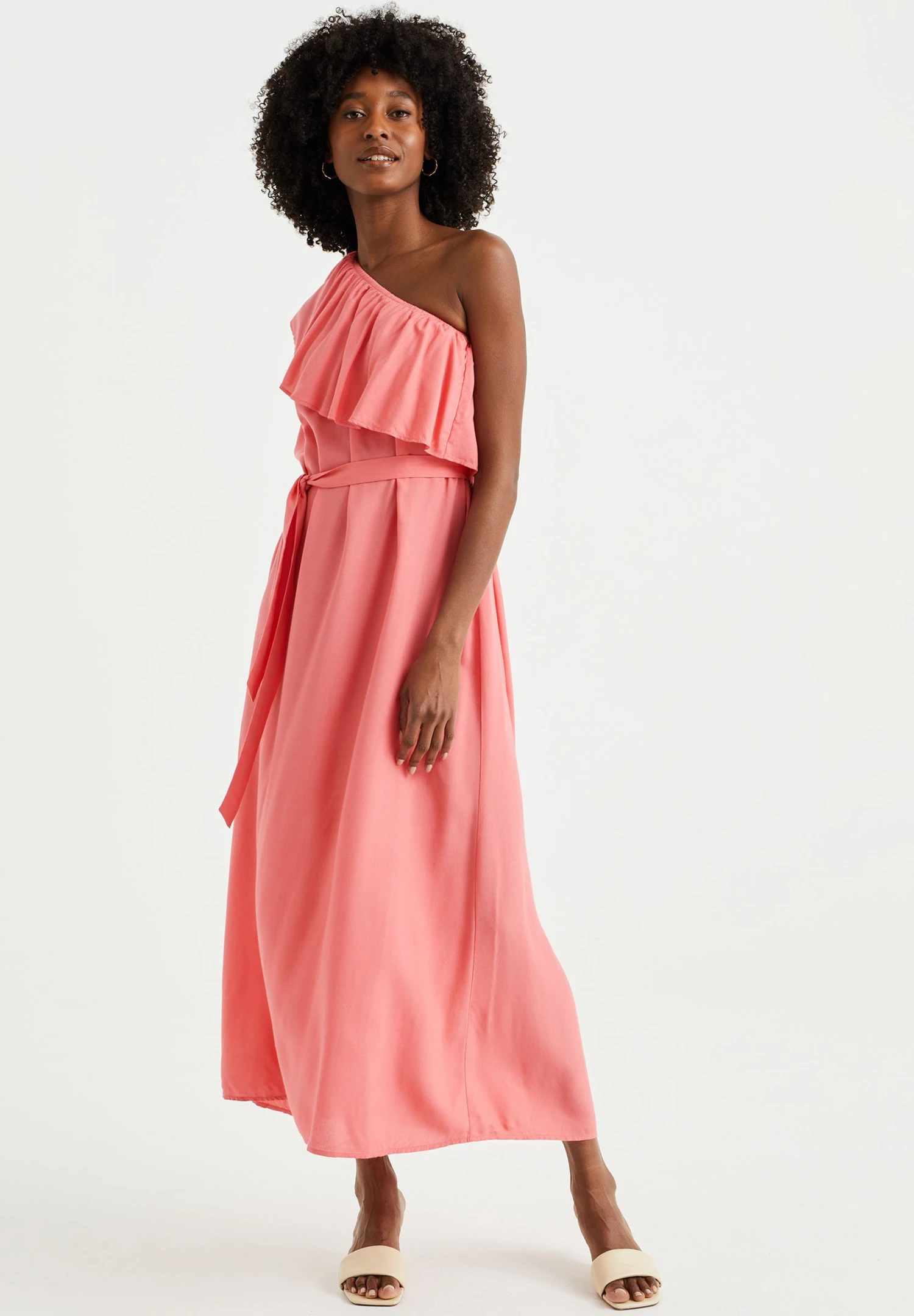 WE FASHION One-Shoulder Jurk - Robe Longue - Pink 3 WE FASHION One-Shoulder Jurk - Robe Longue - Pink