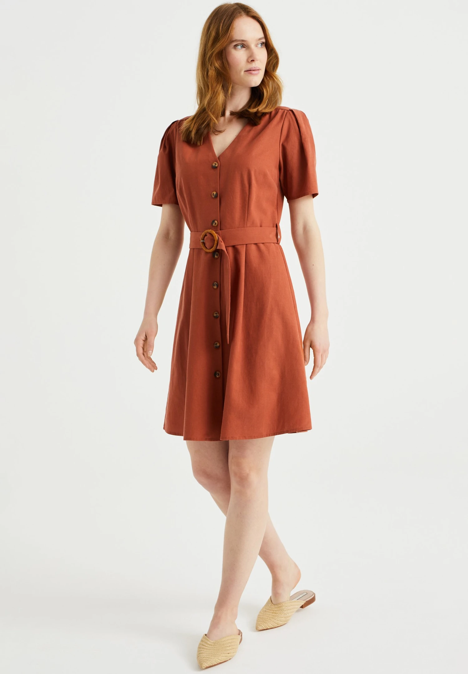 WE FASHION Met Ceintuur - Robe De Jour - Brown 3 WE FASHION Met Ceintuur - Robe De Jour - Brown