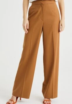 WE FASHION Wide Leg Met Glittergaren - Pantalon Classique - Brown