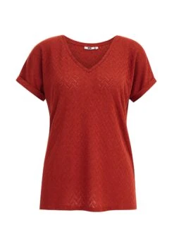 WE FASHION Met Opengewerkt Dessin - T-Shirt Basique - Brown -We Fashion Soldes Boutique 79d98881e10f4c6c9f2047f9df95ac56