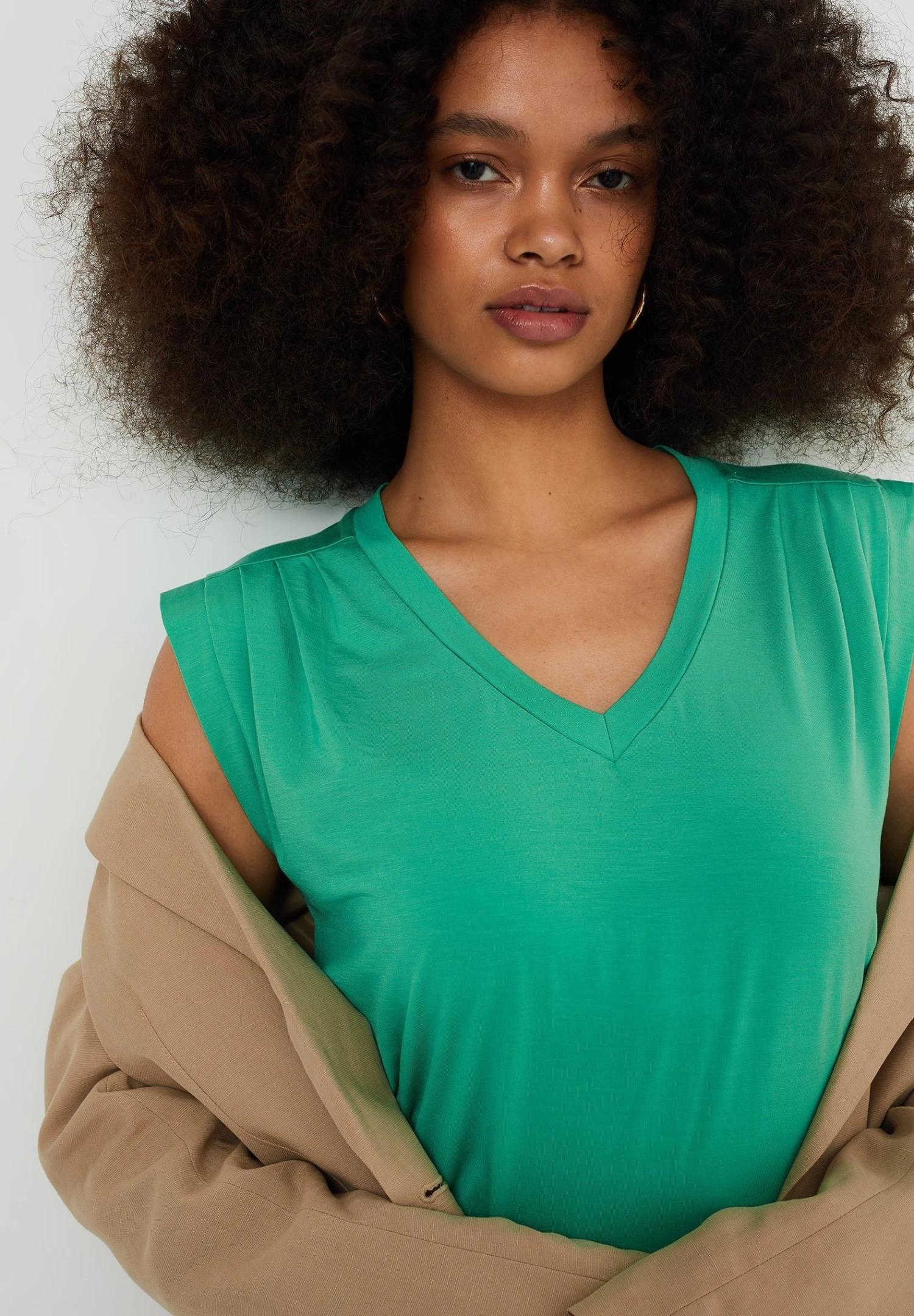 WE FASHION Met Plooidetail - T-Shirt Basique - Green 6 WE FASHION Met Plooidetail - T-Shirt Basique - Green – Image 4