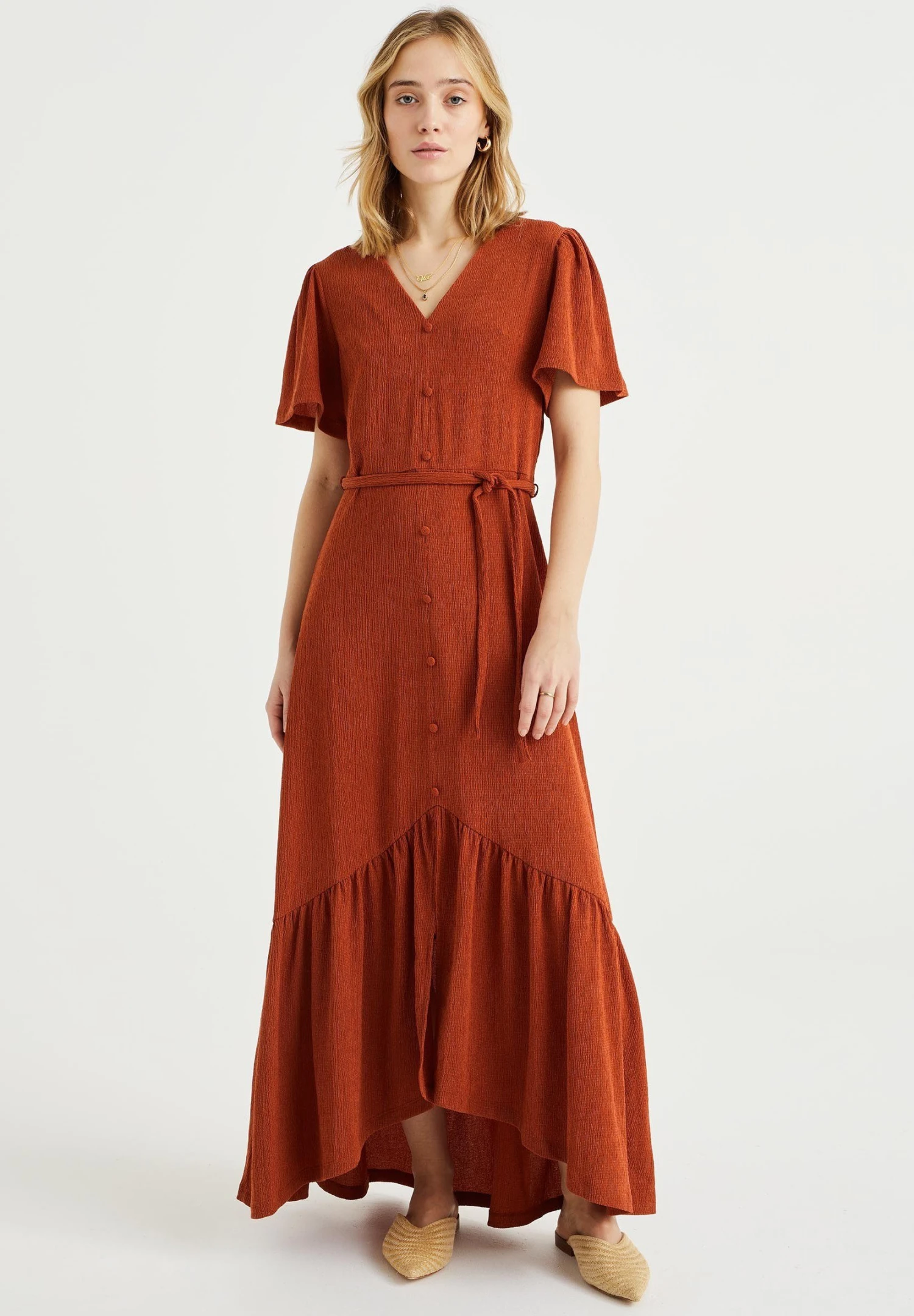 WE FASHION Met Structuur - Robe Longue - Brown 3 WE FASHION Met Structuur - Robe Longue - Brown