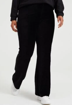 WE FASHION Flared Van Ribstof - Curve - Pantalon Classique - Black