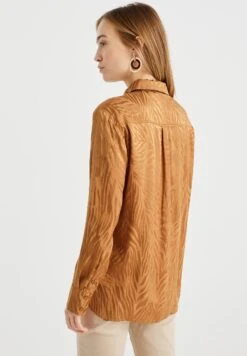 WE FASHION Met Jacquard Dessin - Chemisier - Brown -We Fashion Soldes Boutique 85beac5b95084af2b293b44ad3c5cc6d