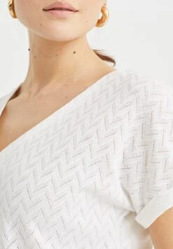 WE FASHION Met Opengewerkt Dessin - T-Shirt Basique - White -We Fashion Soldes Boutique 8655f0941c9d4ee7a391999aabe1a587