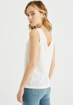 WE FASHION Met Opengewerkt Dessin - Débardeur - White -We Fashion Soldes Boutique 892ca62348a949dc97a653951b3f0807