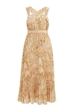 WE FASHION Plissé Jurk Met Dessin - Robe De Jour - Beige -We Fashion Soldes Boutique 898aaf6ba68e4f9baaf2cf0206d0aae8
