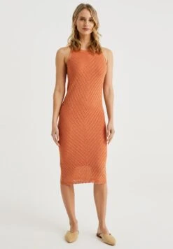WE FASHION Met Glittergaren - Robe Fourreau - Orange