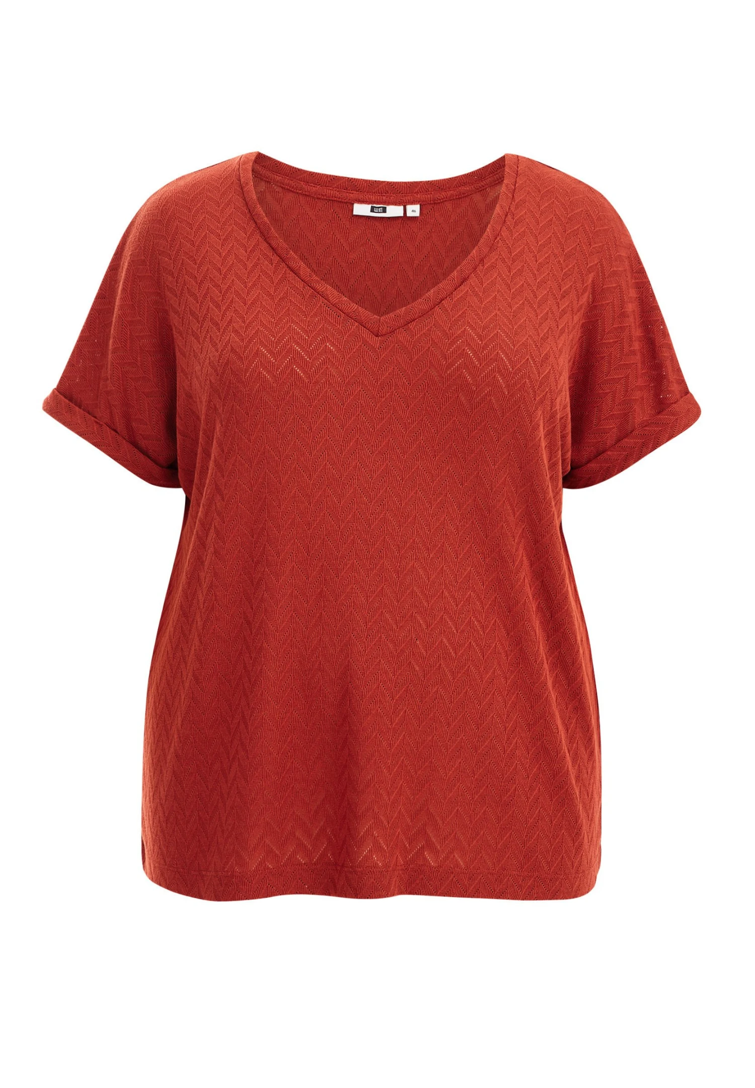 WE FASHION Met Opengewerkt Dessin-Curve - T-Shirt Imprimé - Orange 7 WE FASHION Met Opengewerkt Dessin-Curve - T-Shirt Imprimé - Orange – Image 5