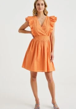 WE FASHION Met Broderie Anglaise - Robe De Jour - Orange