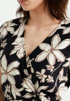 WE FASHION Crop Met Dessin - Blouse - Black -We Fashion Soldes Boutique 952ddf45460640d29581f24f65f5e7d6