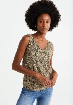 WE FASHION Singlet Met Dessin - Débardeur - Beige