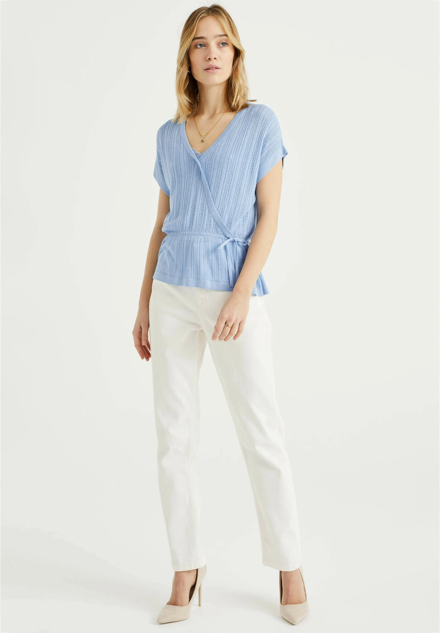 WE FASHION Met Opengewerkt Dessin - T-Shirt Imprimé - Blue 4 WE FASHION Met Opengewerkt Dessin - T-Shirt Imprimé - Blue – Image 2