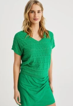 WE FASHION Met Opengewerkt Dessin - T-Shirt Basique - Green