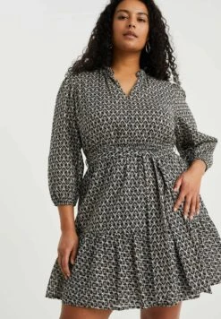 WE FASHION Met Dessin Curve - Robe De Jour - Black