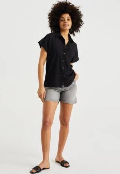 WE FASHION High Rise Comfort Stretch - Short En Jean - Grey -We Fashion Soldes Boutique a974de6651184f4088fbe4671b113107