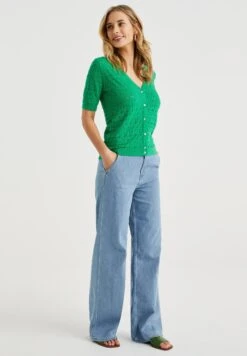 WE FASHION Met Opengewerkt Dessin - Blouse - Green -We Fashion Soldes Boutique ad9fb4c5c62044edbae8dfa6d078965e