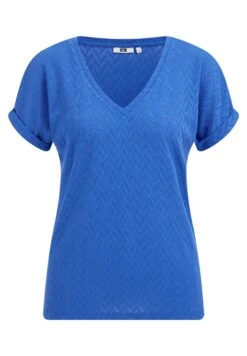 WE FASHION Met Opengewerkt Dessin - T-Shirt Basique - Blue -We Fashion Soldes Boutique b4b7d9daf8804a89a66bb968040d1ca2