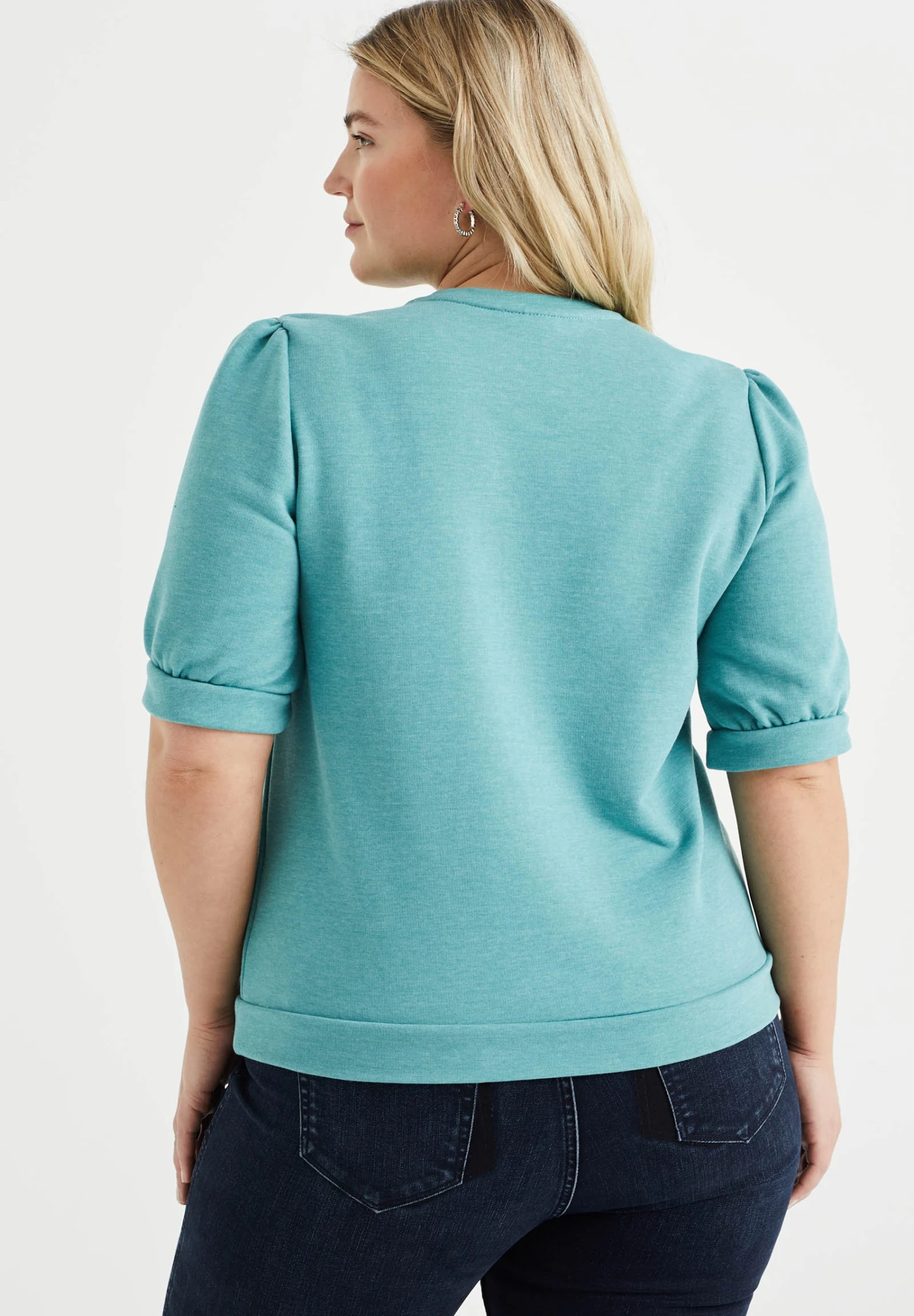 WE FASHION Curve - T-Shirt Basique - Blue 5 WE FASHION Curve - T-Shirt Basique - Blue – Image 3