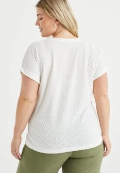 WE FASHION Met Opengewerkt Dessin-Curve - T-Shirt Basique - White -We Fashion Soldes Boutique b7aa23e022374678bd601f39593590f8