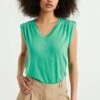 WE FASHION Met Plooidetail - T-Shirt Basique - Green