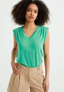 WE FASHION Met Plooidetail - T-Shirt Basique - Green