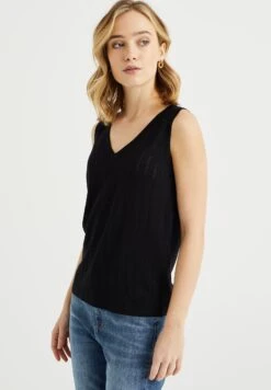 WE FASHION Met Opengewerkt Dessin - Débardeur - Black