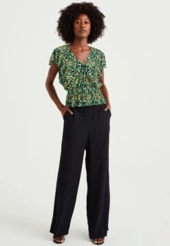 WE FASHION Plissé Met Dessin - Blouse - Black -We Fashion Soldes Boutique bcbd005cc94d4ca4ae3f3bf824344ef8