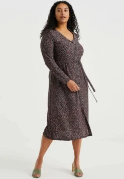 WE FASHION Met Dessin - Curve - Robe De Jour - Green -We Fashion Soldes Boutique bd80e24df51d4dd49647a90e58e6b514