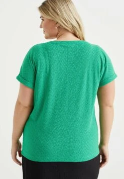WE FASHION Met Opengewerkt Dessin-Curve - T-Shirt Imprimé - Green -We Fashion Soldes Boutique be8c279c545e49f2a5bf7518e636b14b