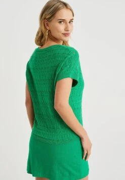 WE FASHION Met Opengewerkt Dessin - T-Shirt Basique - Green -We Fashion Soldes Boutique be97a07e0e3843438bf370de5bf1ce0c