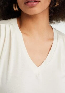 WE FASHION Met Plooidetail - T-Shirt Basique - White -We Fashion Soldes Boutique bea83875def04c958cad5a5e300b21c5