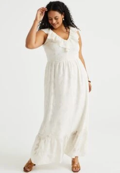 WE FASHION Curve - Robe Longue - White