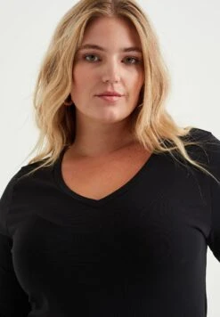 WE FASHION Curve - T-Shirt À Manches Longues - Black -We Fashion Soldes Boutique ca09930dbbab4f36bb5f63fc919afc88