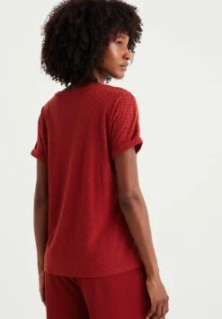 WE FASHION Met Opengewerkt Dessin - T-Shirt Basique - Brown -We Fashion Soldes Boutique d338db68957946f3ba868961c2b998ca