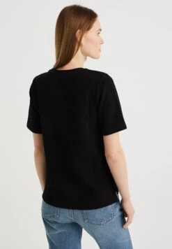 WE FASHION Met Structuur - T-Shirt Basique - Black -We Fashion Soldes Boutique d6ebf666d3ef4a69a04687403e377307