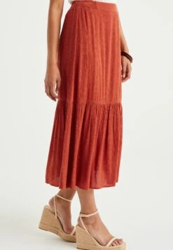 WE FASHION Jupe Trapèze - Brown -We Fashion Soldes Boutique dc6738aea7694dcc8b56de5aa871b1b1