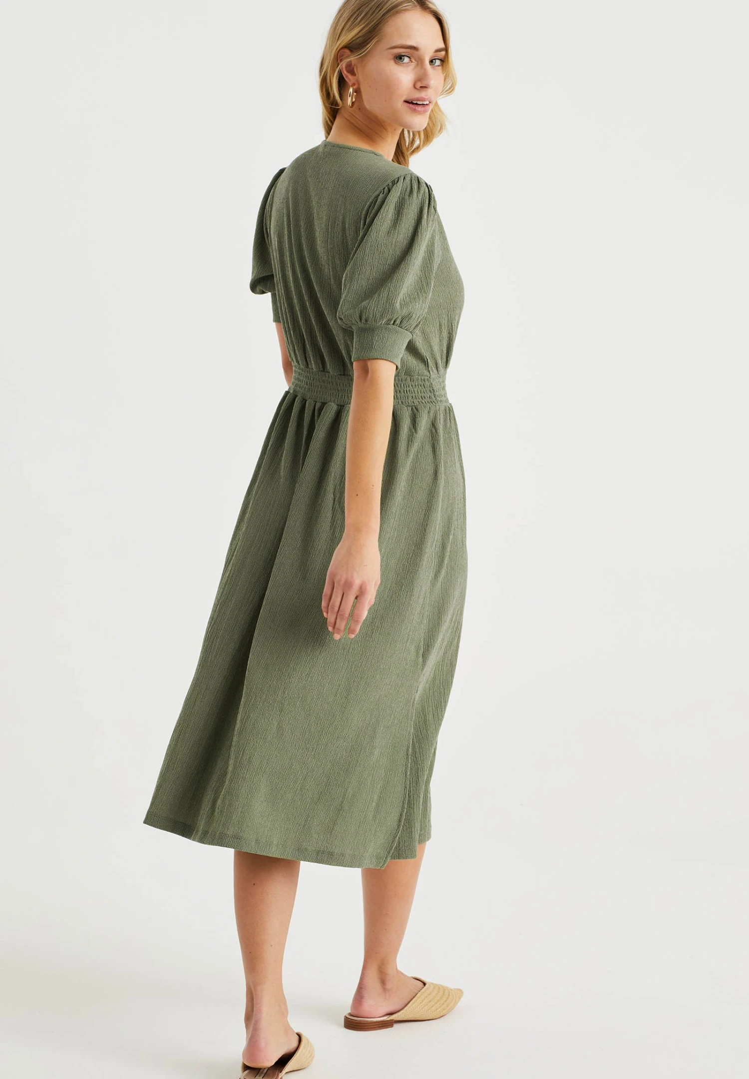 WE FASHION Met Structuur - Robe Chemise - Green 4 WE FASHION Met Structuur - Robe Chemise - Green – Image 2