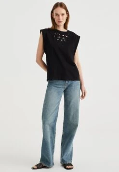 WE FASHION Met Embroidery - Débardeur - Black -We Fashion Soldes Boutique dea50796b256403fb378f06931442d0c