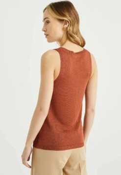 WE FASHION Met Opengewerkt Dessin - Débardeur - Brown -We Fashion Soldes Boutique df404477a1dc43e082e82ba3741b3e51